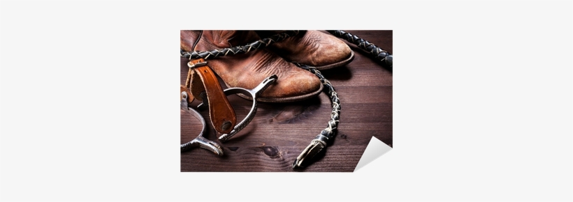 Cowboy Boots,whip And Spurs On Wood Sticker - East Urban Home Western Authentic Old Leather Boots, transparent png download