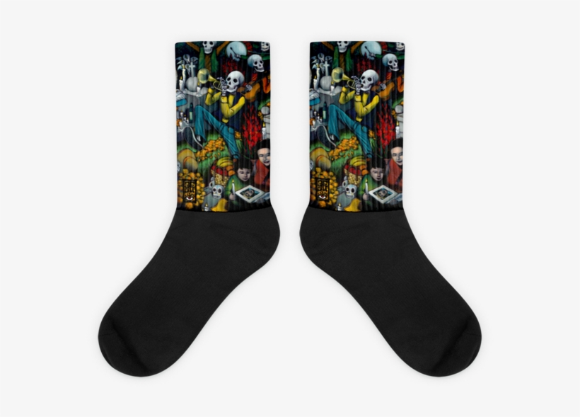 Dia De Los Muertos Black Foot Socks Socks - Sock, transparent png download