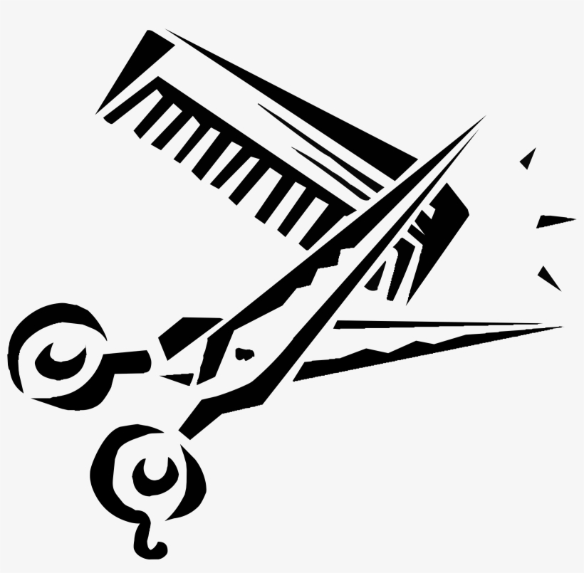 Pink - Hair - Scissors - And - Comb - Scissors Clip Art, transparent png download