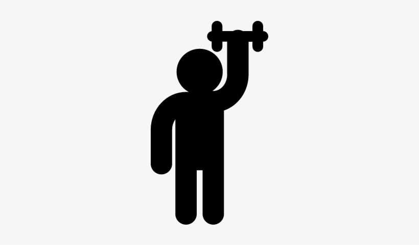 Male Silhouette Raising Dumbbell Of Small Size Vector - Dumbbell Silhouette, transparent png download