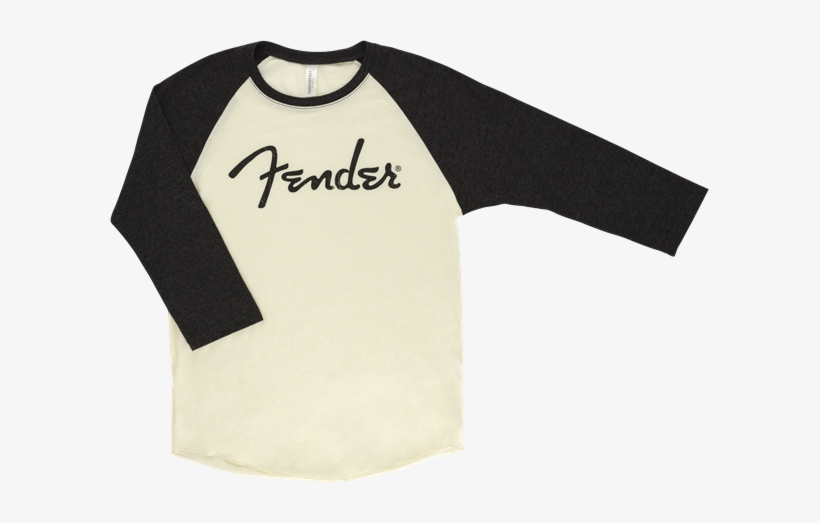 Fender® Spaghetti Logo Baseball T Shirt, Cream And - Fender Pin Set For St-275 Speaker Stand, transparent png download