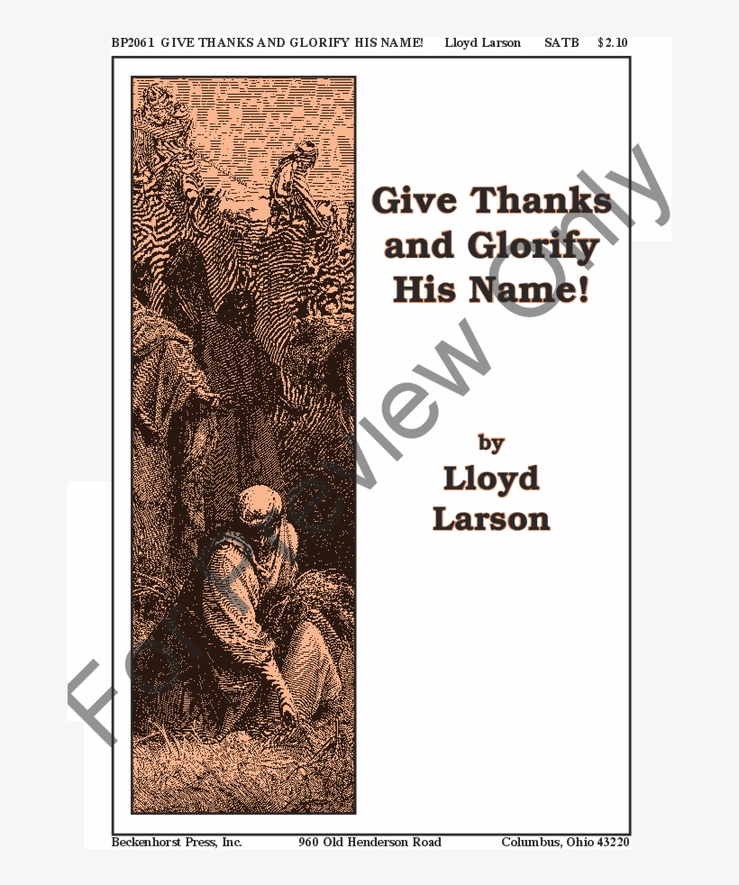 Thumbnail Give Thanks And Glorify His Name - Qty 8: Give Thanks And Glorify His Name - 4-part Choir, transparent png download