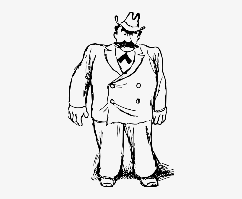 Big Man In A Suit Clip Art - Black And White Guy Cartoon, transparent png download
