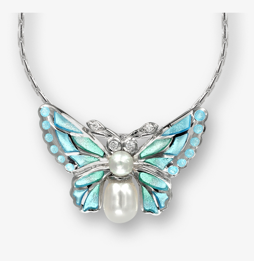 Nicole Barr Designs Sterling Silver Butterfly Necklace-blue - Blue Butterfly Necklace - Sterling Silver, transparent png download