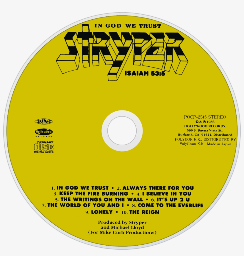 Stryper In God We Trust Cd Disc Image - Cd Stryper In God We Trust, transparent png download