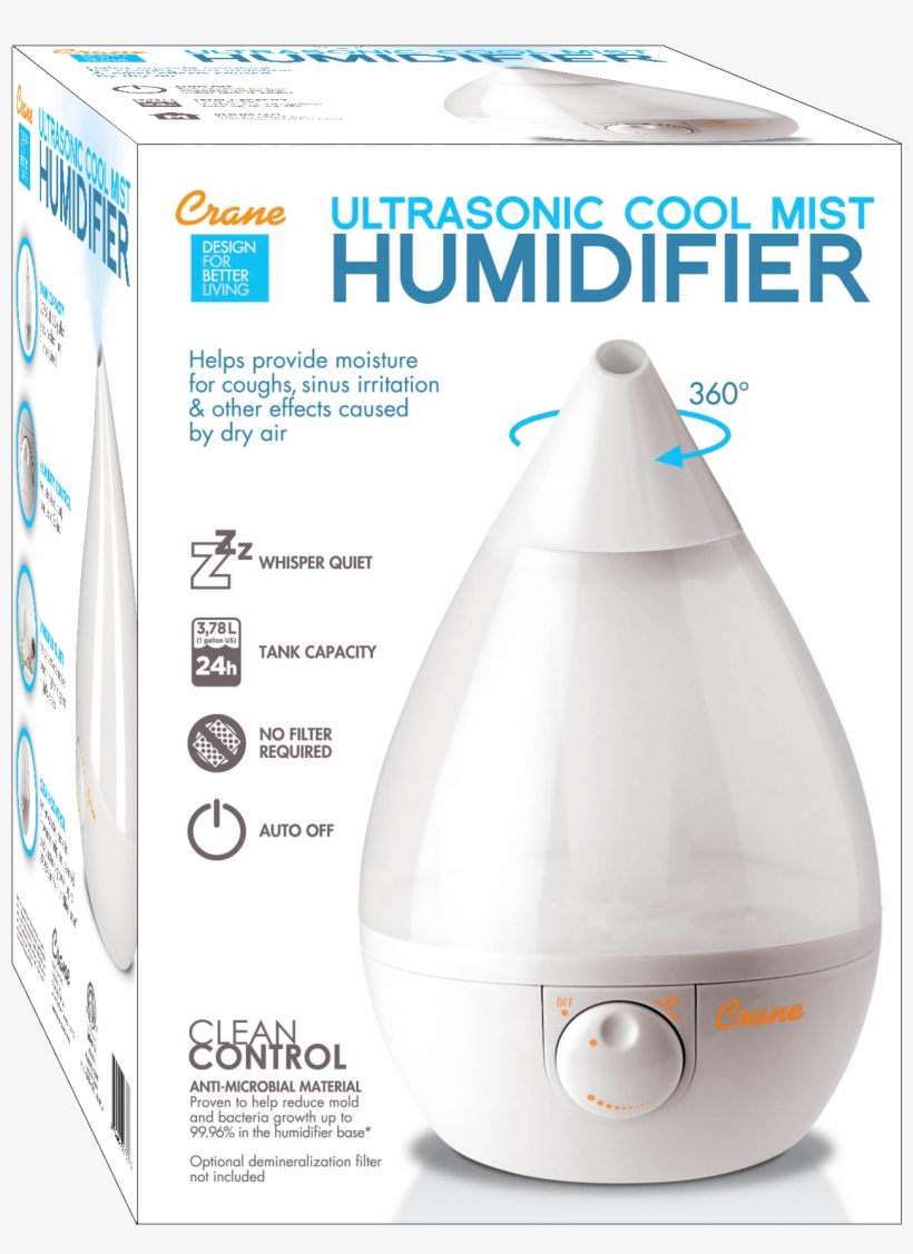 White Drop Cool Mist Humidifier - Crane Adorable Ultrasonic Cool Mist Humidifier With, transparent png download