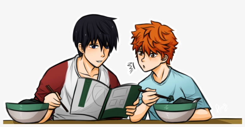 Sharing Food And Volleyball Books Together - Cartoon, transparent png download