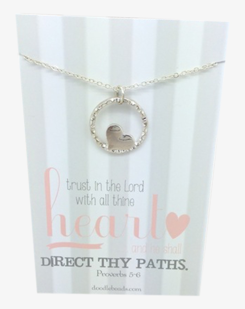Trust In The Lord With All Thine Heart Necklace - Heart Necklace Silver Heart With Infinity Circle -, transparent png download