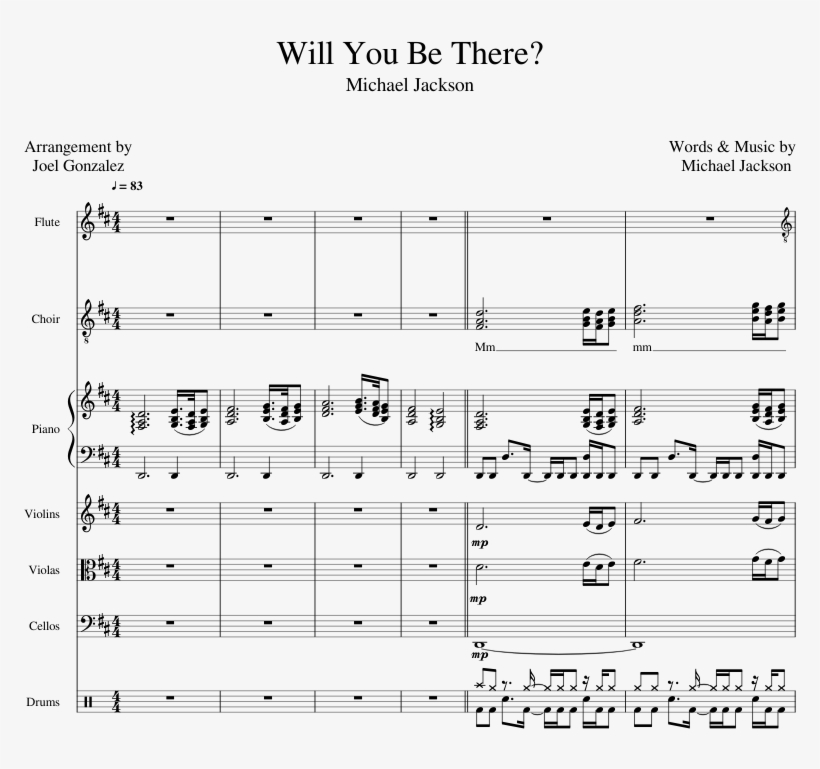 Will You Be There Sheet Music For Flute, Piano, Synthesizer, - Sheet Music, transparent png download
