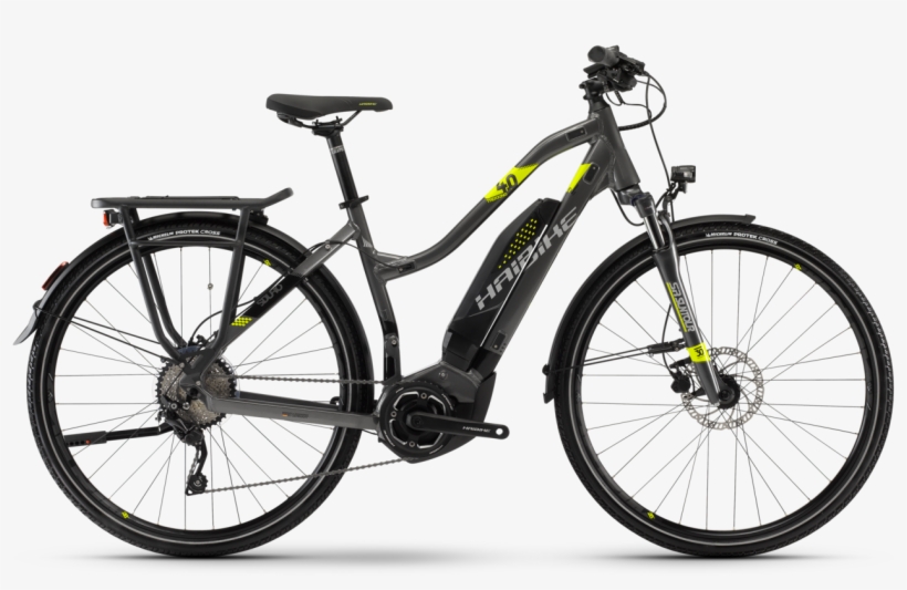 Loading Zoom - Gray - Haibike Sduro Trekking 4.0 Electric Bike 2018 Anthracite/black/lime, transparent png download