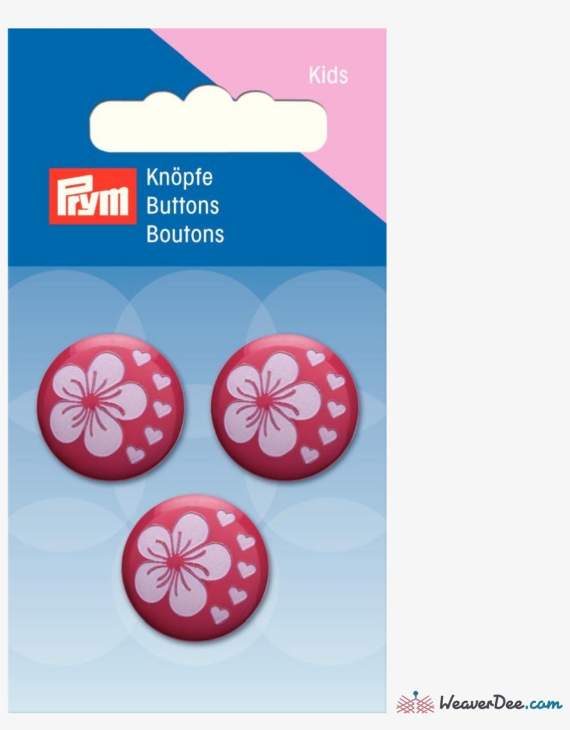 Floral Print Buttons - Knoop 2 Gaatjes Bloem Fuchsia 15 Mm, transparent png download