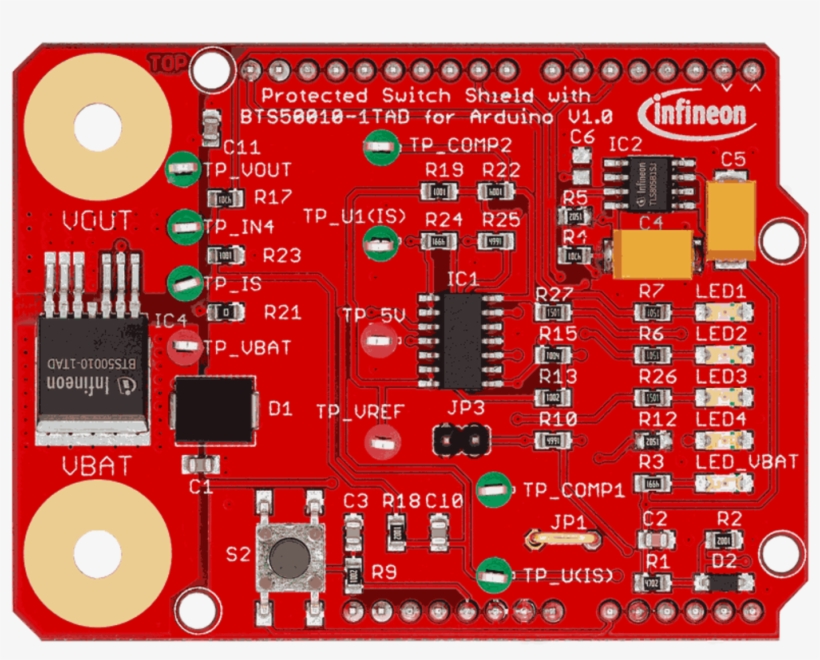 Shield For Arduino With Bts500xx-1tad - Infineon - Power Management Ic Development Tools, transparent png download