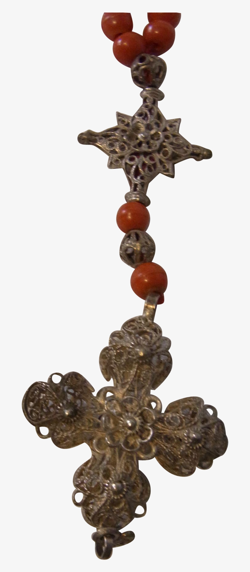 Antique German Rosary 1850´s With Coral Beads - Bead, transparent png download