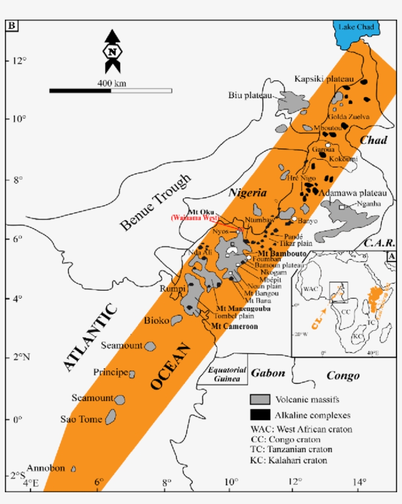 Location Of The Wainama West Area Along The Cameroon - Cameroon Line, transparent png download