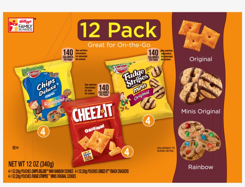 Keebler Chips Deluxe/cheez It/fudge Stripes Snack Variety - Keebler Snacks, Variety Pack - 12 Count, 12 Oz Box, transparent png download