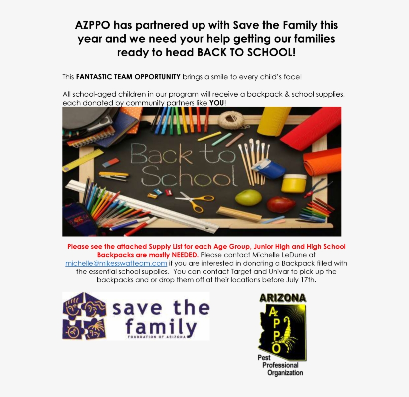 Save The Family Back To School Supply Drive - Save The Family, transparent png download