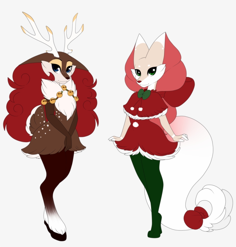Braixen / Winter Sawsbuck And A Braixen / Delibird - Cartoon, transparent png download