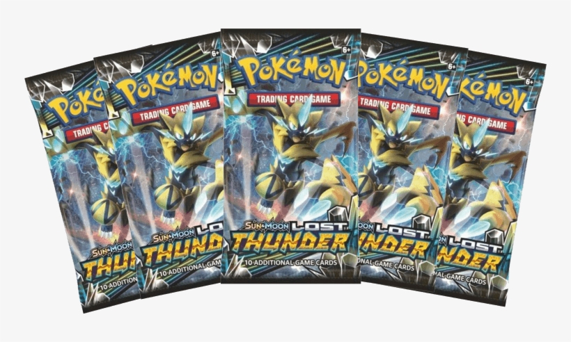Sun & Moon Lost Thunder X5 Booster Packs - Pokémon, transparent png download