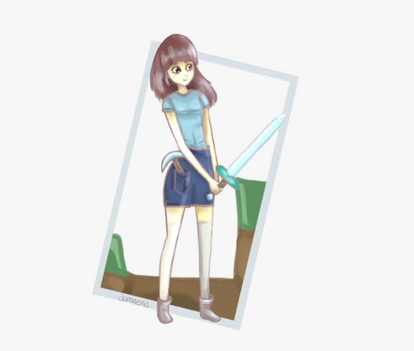 Minecraft By Wildliongirl On - Fem Steve Minecraft Art, transparent png download