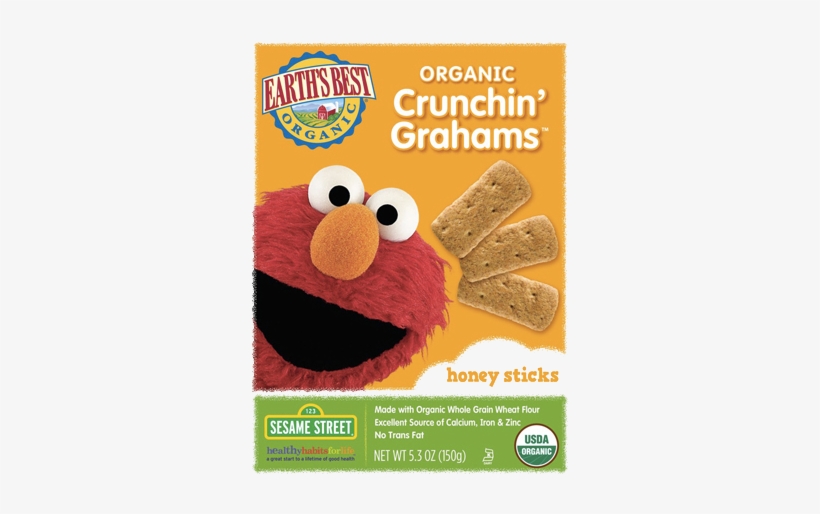 Earth's Best Organic Sesame Street Honey Crunchin' - Earth's Best Organic Honey Crunchin Grahams, transparent png download