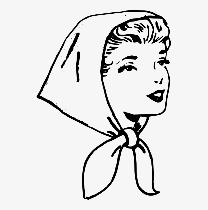 Headscarf Hijab Veil Clothing - Clip Art Black And White Scarf ...