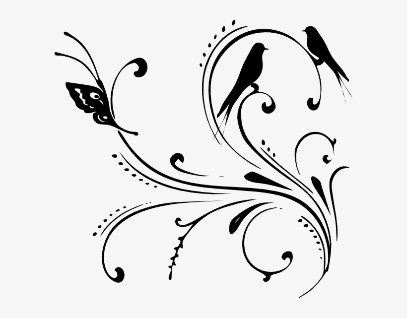 Black Swirls Png - Grandma /100th Birthday - Digital Flourish With Butterflies, transparent png download