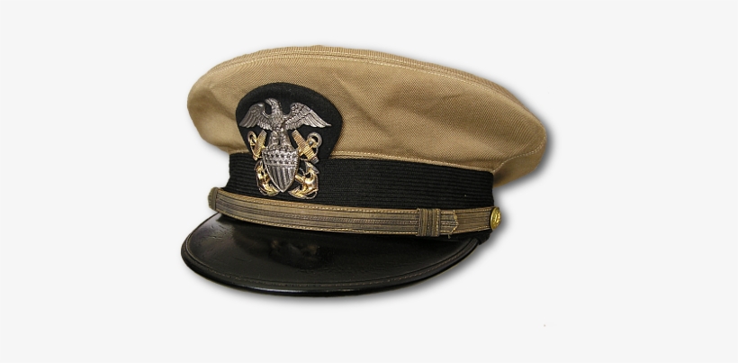 Navy Officer's Service Cap With Khaki Cotton Cover - Wwii Us Navy Cap, transparent png download