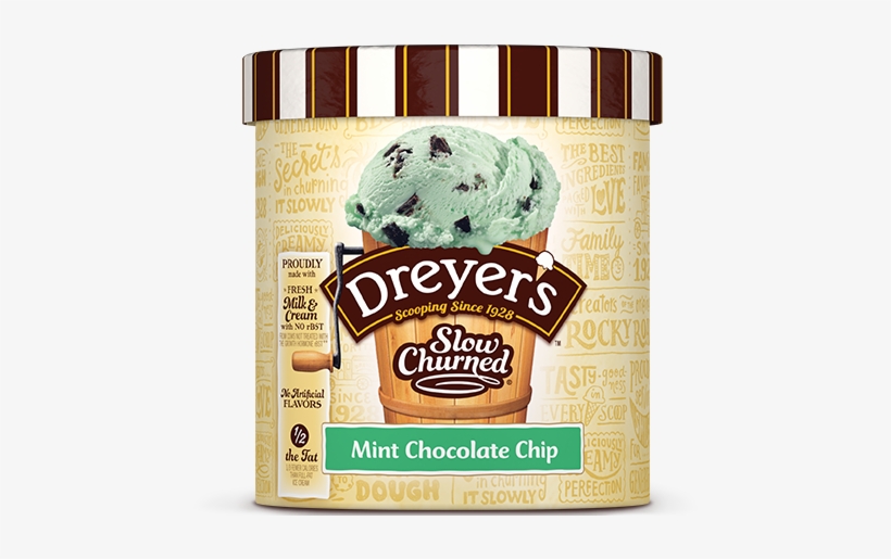 Mint Chocolate Chip - Dreyer's Mint Chocolate Chip Ice Cream, transparent png download