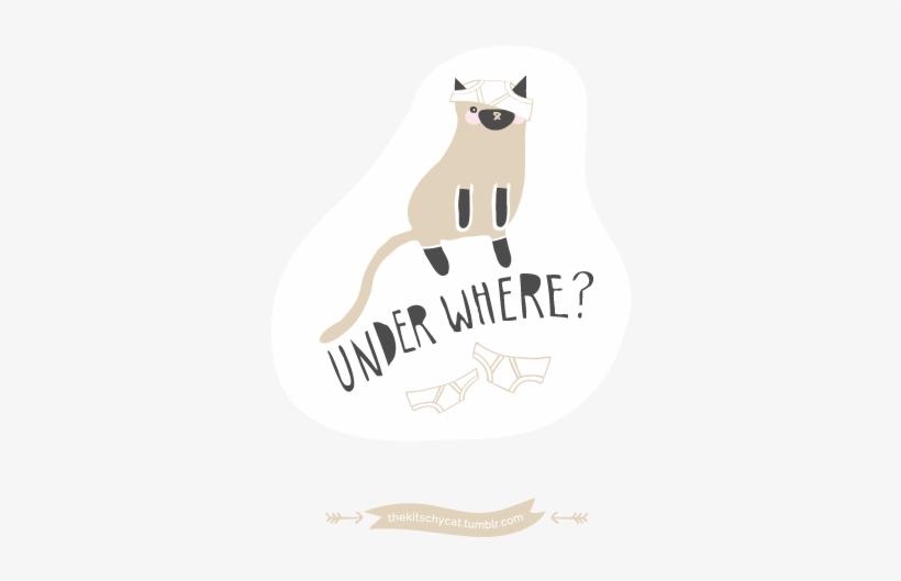 Under Where Cute And Silly Cat Illustration Picturing - "under Where?" Siamese Cosmetic Bag, transparent png download
