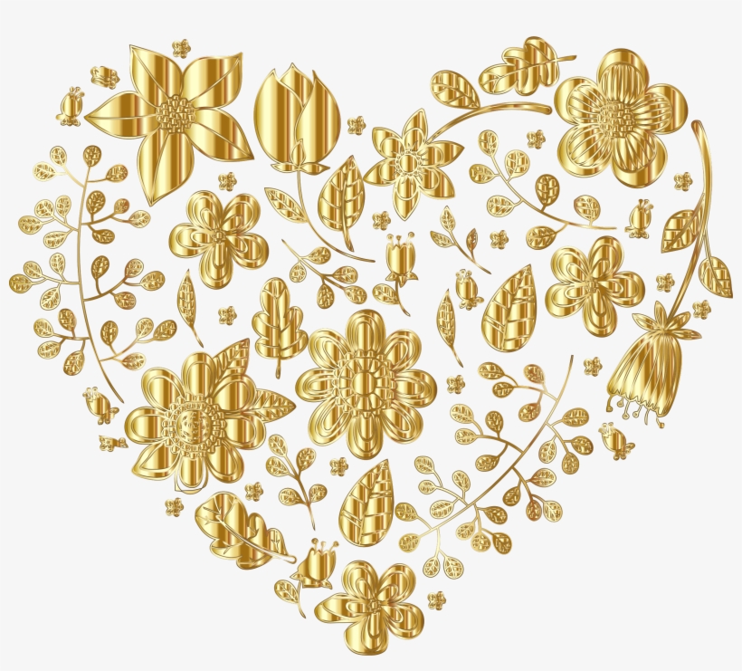 Floral Heart Variation No Background Icons Png - Gold Flower Background Png, transparent png download