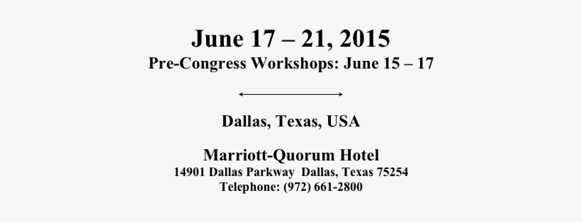 June 17 21, 2015 Pre-congress Workshops - Document, transparent png download