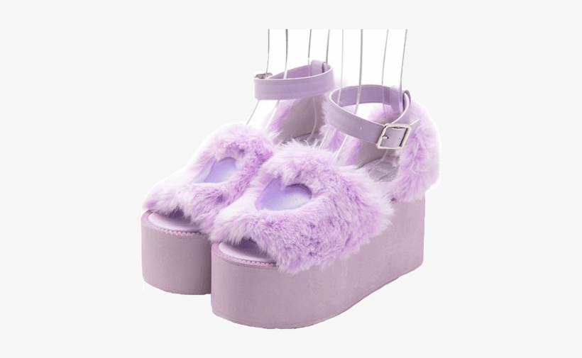 Itgirl Shop Kawaii Purple Faux Fur Sluffy High Platform - Aesthetic Purple Png, transparent png download