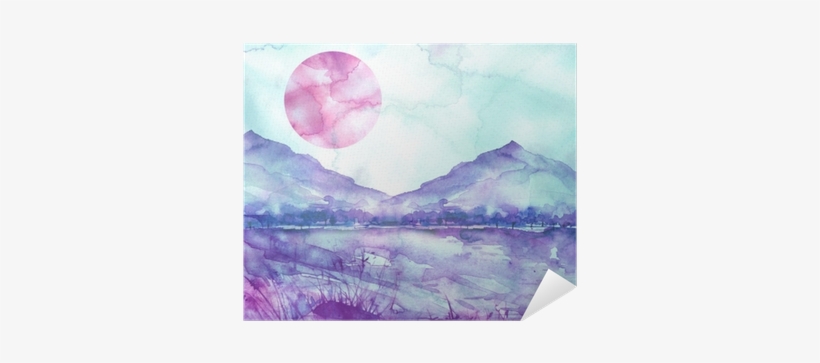 Watercolor Mountain Landscape, Blue, Purple Mountains, - Watercolor Mountains, transparent png download