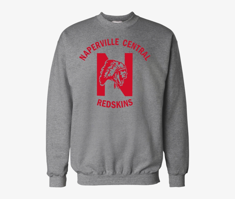 Grey Crewneck Sweatshirt With Red Printed Ink Logo, transparent png download