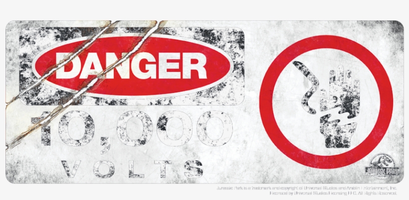 Jurassic Park Electric Fence Sign Women's T-shirt, transparent png download