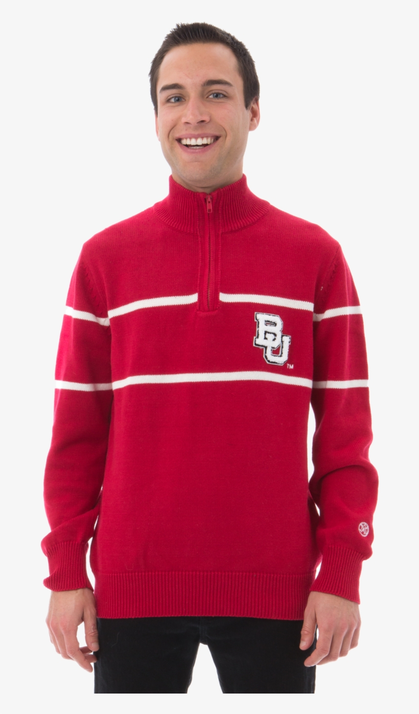 Boston University Men's Mock Ribbed Quarter Zip, transparent png download