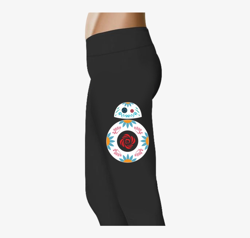 Bb-8 Sugar Skull Rose Heart High Waist Yoga Leggings, transparent png download