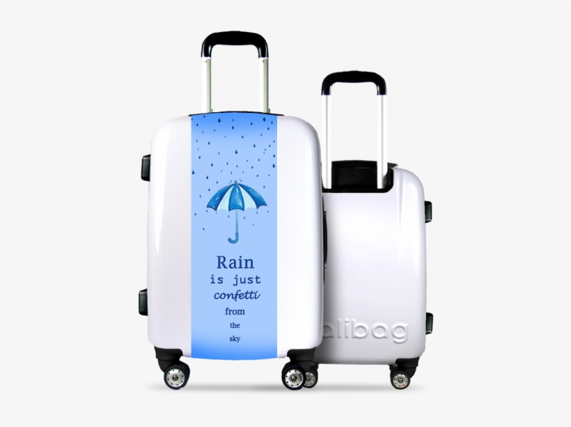 White Suitcase Rain And Confetti, transparent png download