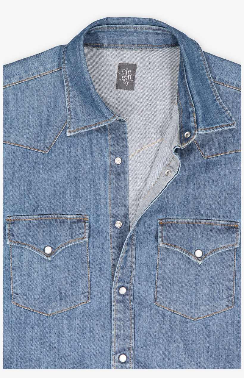 Long Sleeve Paint Western Shirt Denim, transparent png download