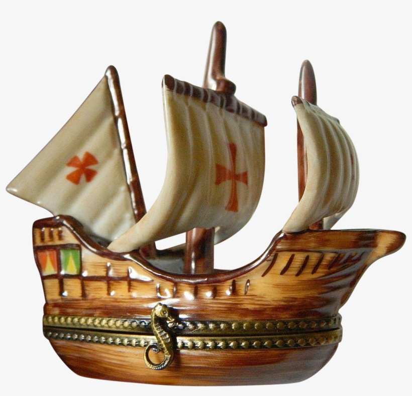 French Porcelain-limoges Ship, Christopher Columbus, transparent png download
