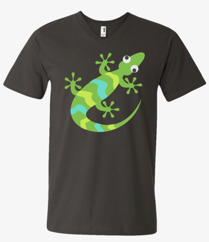 Lizard Emoji Men's V Neck T Shirt, transparent png download
