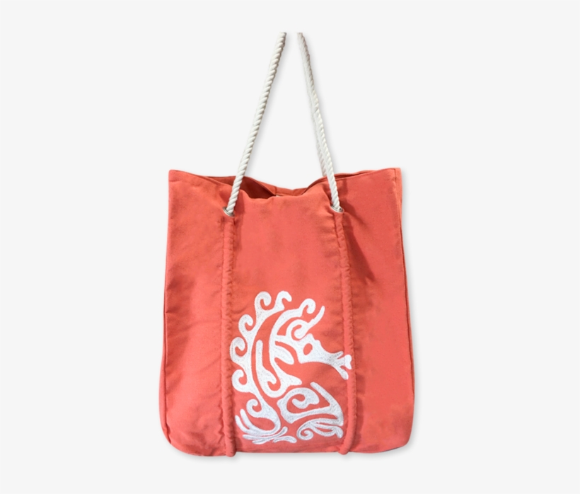 Mer Made Sea Horse Tote Coral- Front, transparent png download