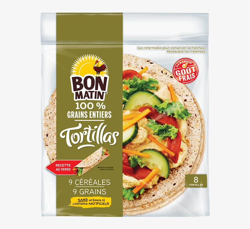 Bon Matin® 9 Grains Tortillas - Dempster's 7" Whole Grains Ancient Grains Tortillas, transparent png download