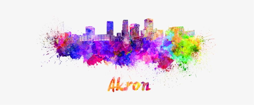 Click And Drag To Re-position The Image, If Desired - Akron Oh Skyline Im Watercolor Rundes Keramik Ornament, transparent png download
