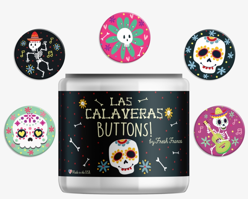 Skeleton Sugar Skull Buttons With Jar V=1494520389 - Calavera, transparent png download