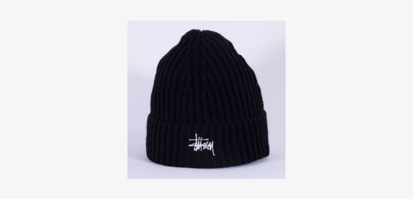 Stussy Ribbed Cuff Beanie Black 1 - Knit Cap, transparent png download