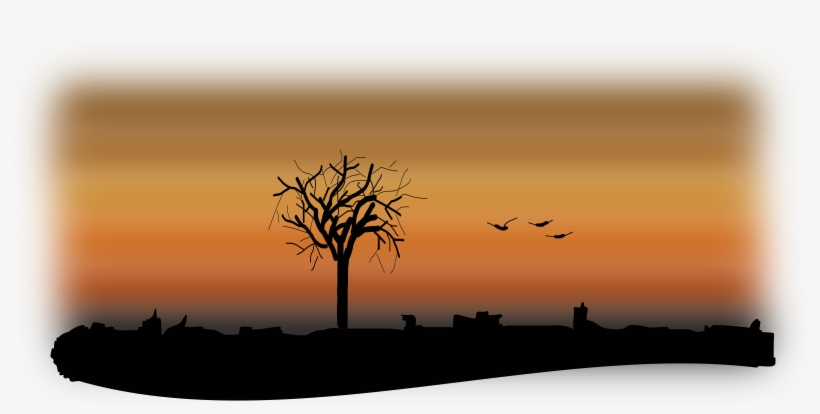 Sunset Drawing With Birds, transparent png download
