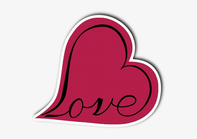 Love Heart 3" X 4" Die Cut Vinyl Sticker - Sticker, transparent png download
