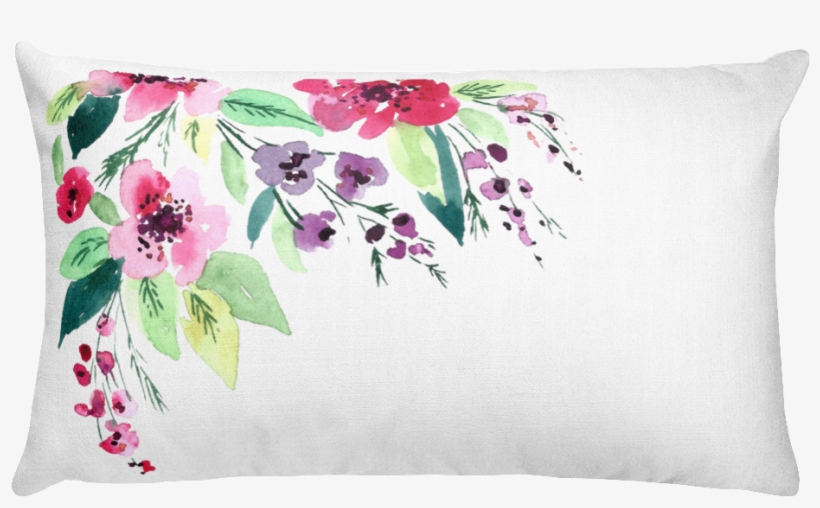 Watercolor Flowers Rectangular Pillow - Watercolor Painting, transparent png download