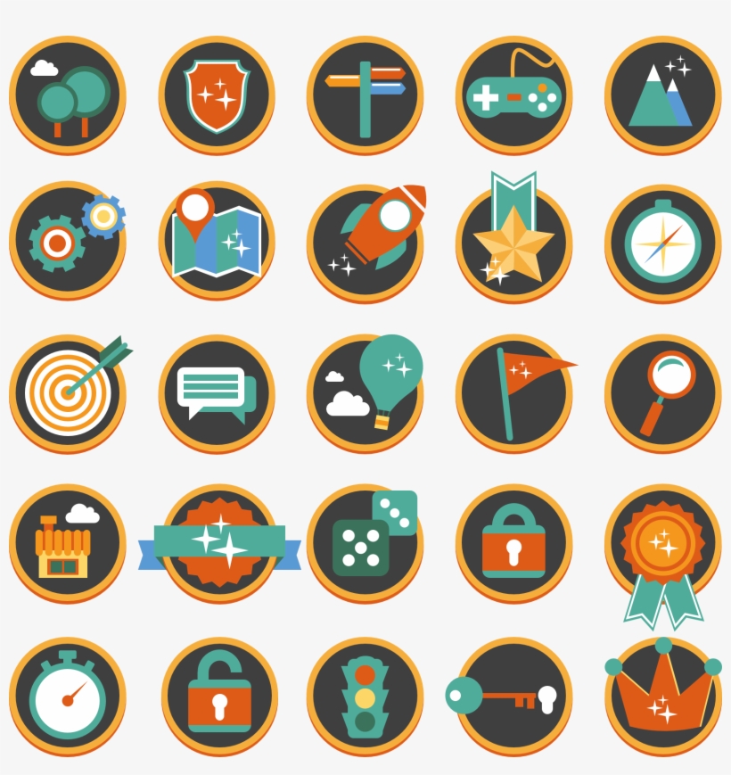 Flat Gamification Icons, transparent png download